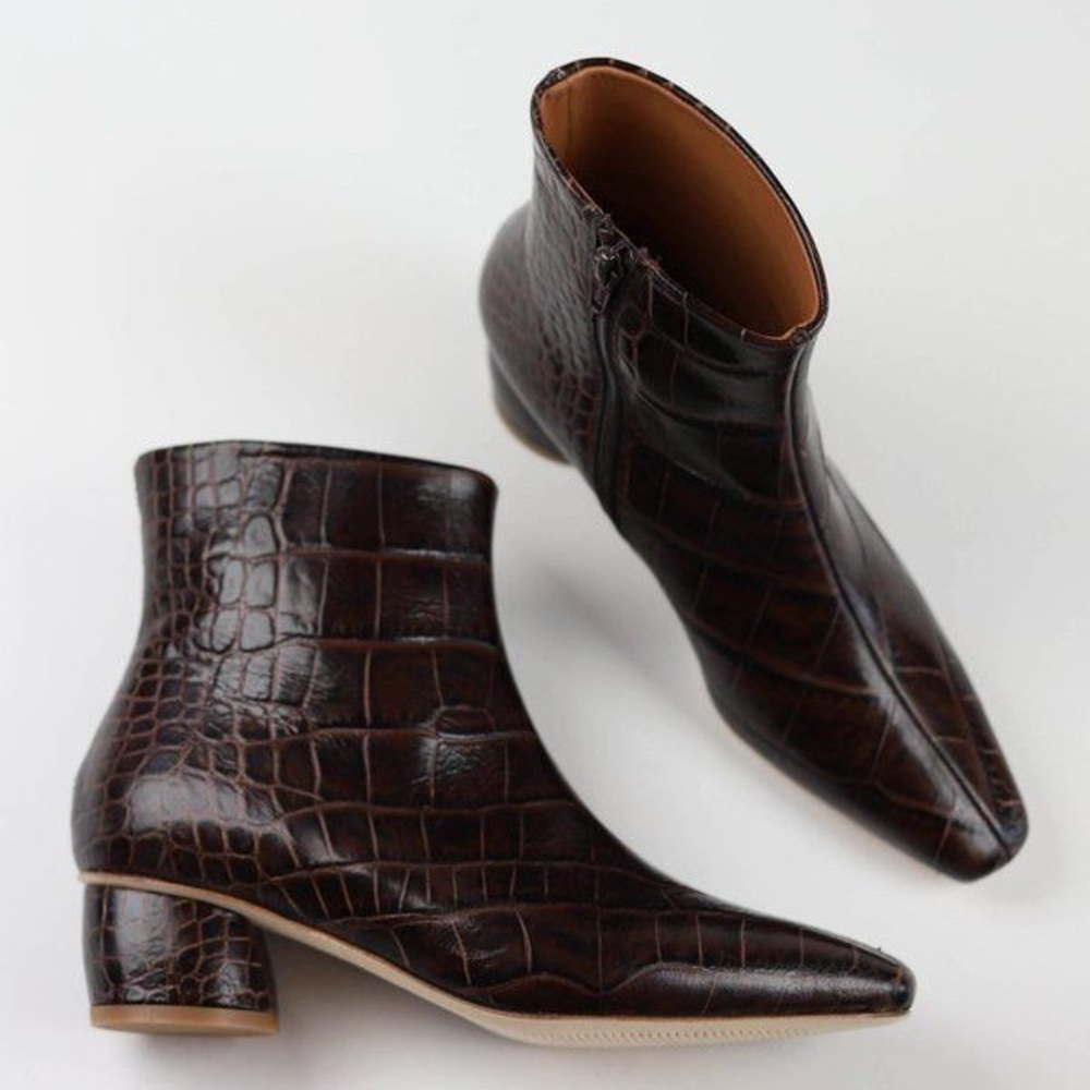 Loq ankle boots, crocodile embossed, brown 36 - Picture 1 of 9